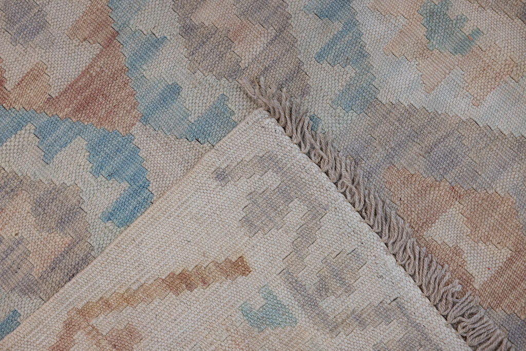 Muted Afghan Boho Wool Kilim Runner 249m x 78cm