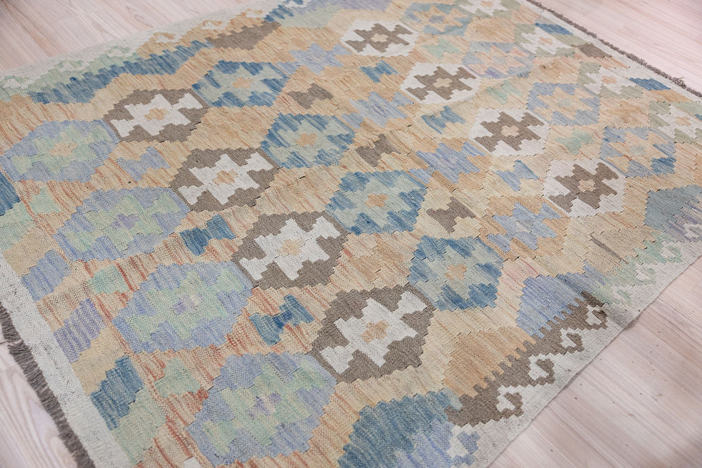 Muted Afghan Boho Wool Kilim 197m x 147cm