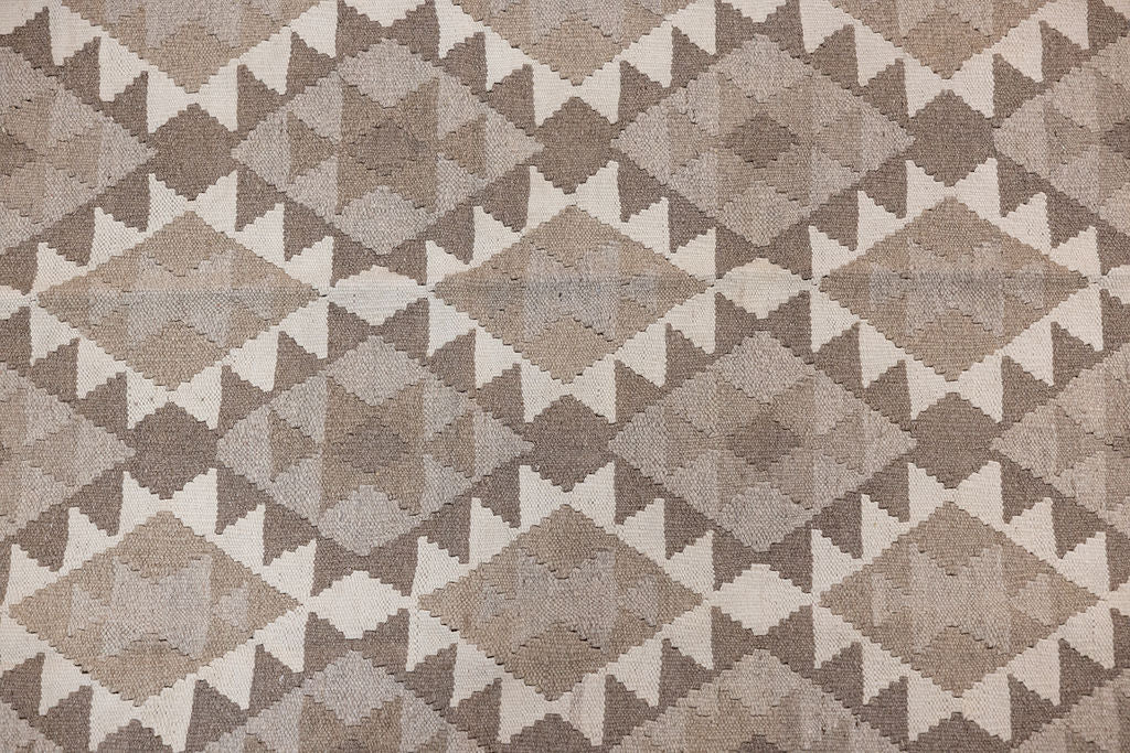 Earthy Cream Afghan Boho Wool Kilim 199cm x 157cm