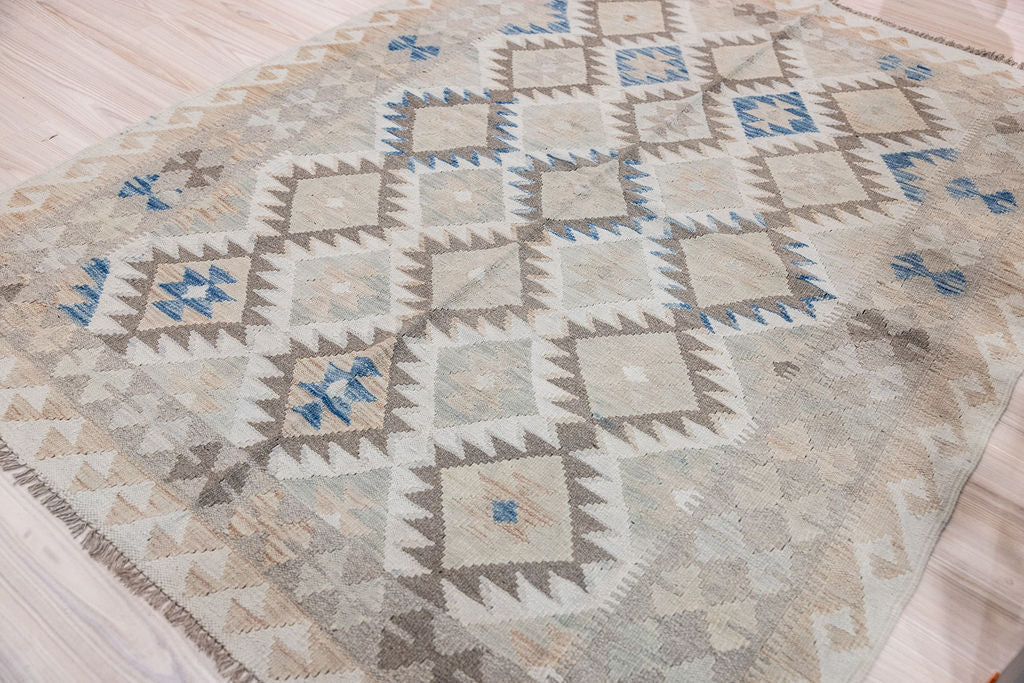 Muted Afghan Boho Wool Kilim 206cm x 151cm