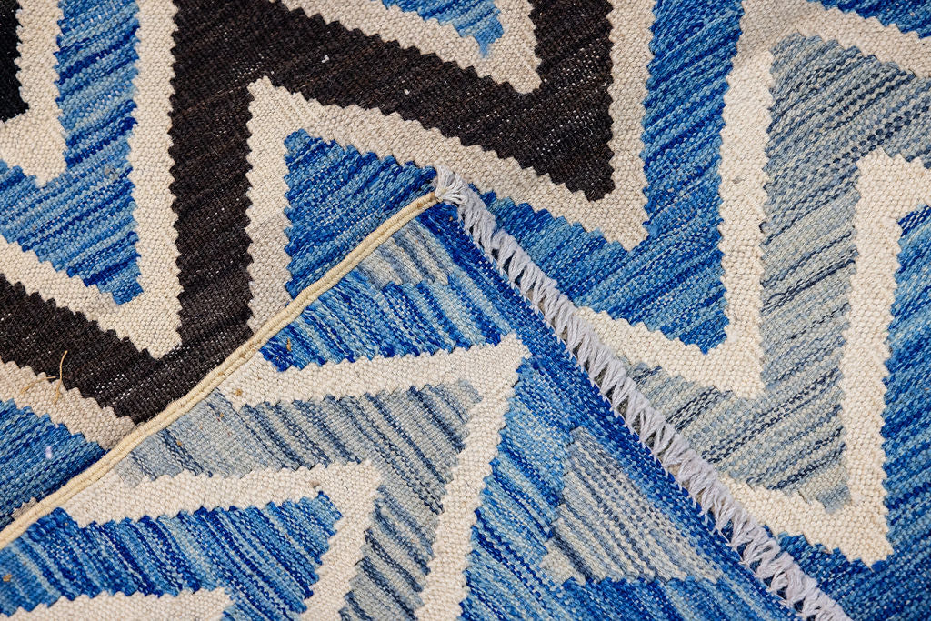 Multicolour Afghan Boho Wool Kilim Runner 339cm x 81cm