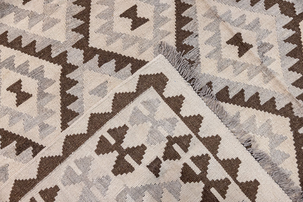Earthy Cream Afghan Boho Wool Kilim 294cm x 290cm