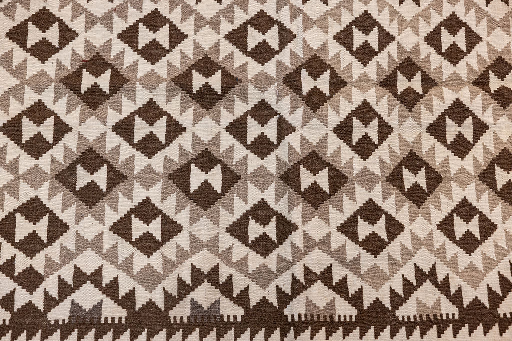 Earthy Cream Afghan Boho Wool Kilim 196cm x 150cm