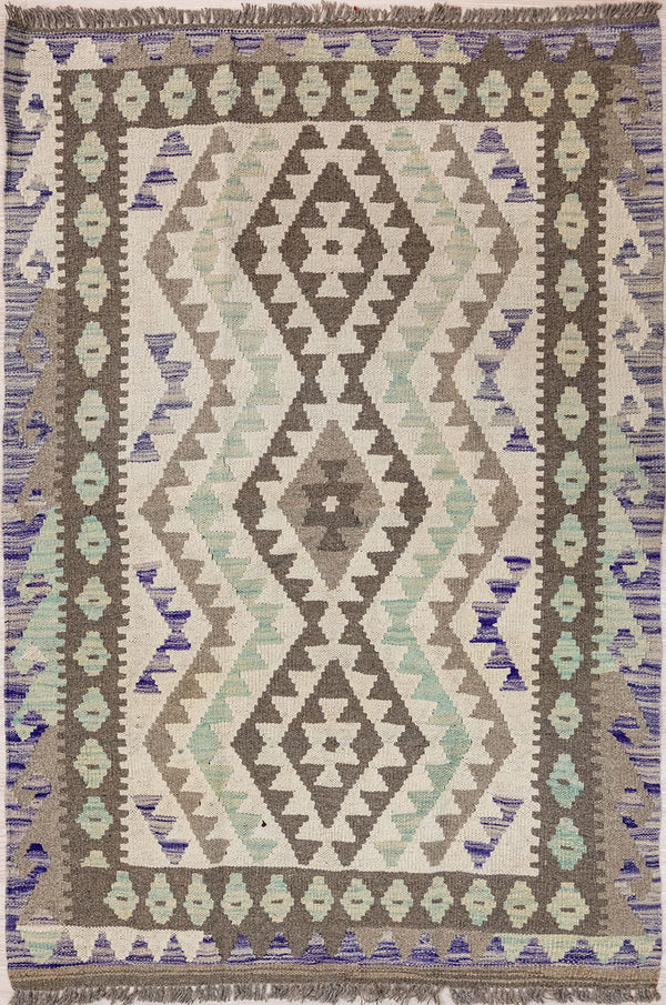 Muted Afghan Boho Wool Kilim 149cm x 103cm