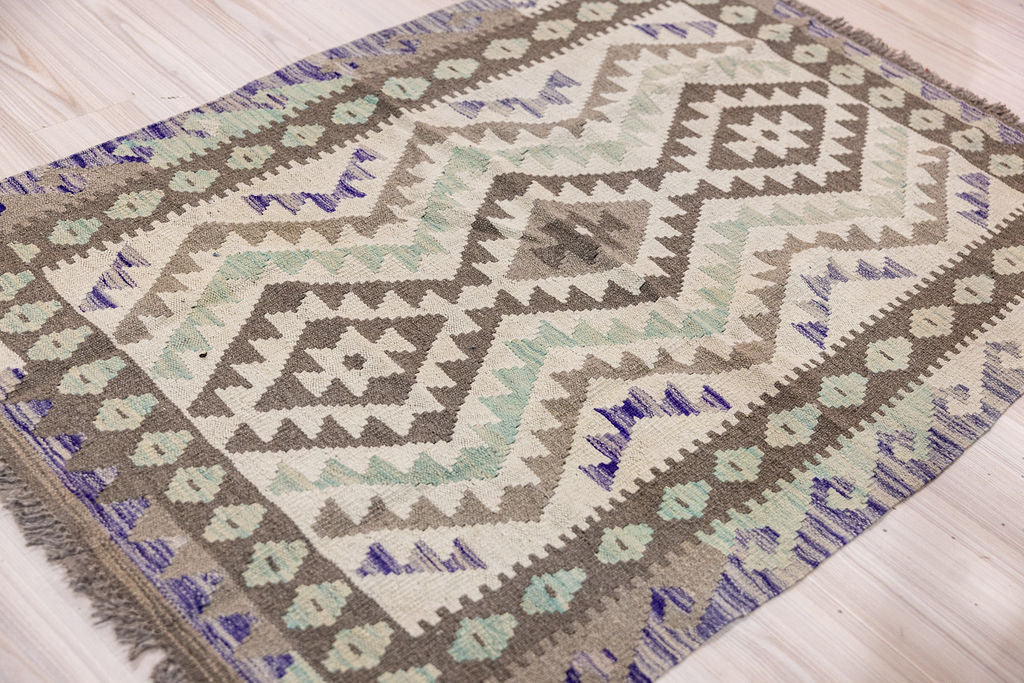 Muted Afghan Boho Wool Kilim 149cm x 103cm