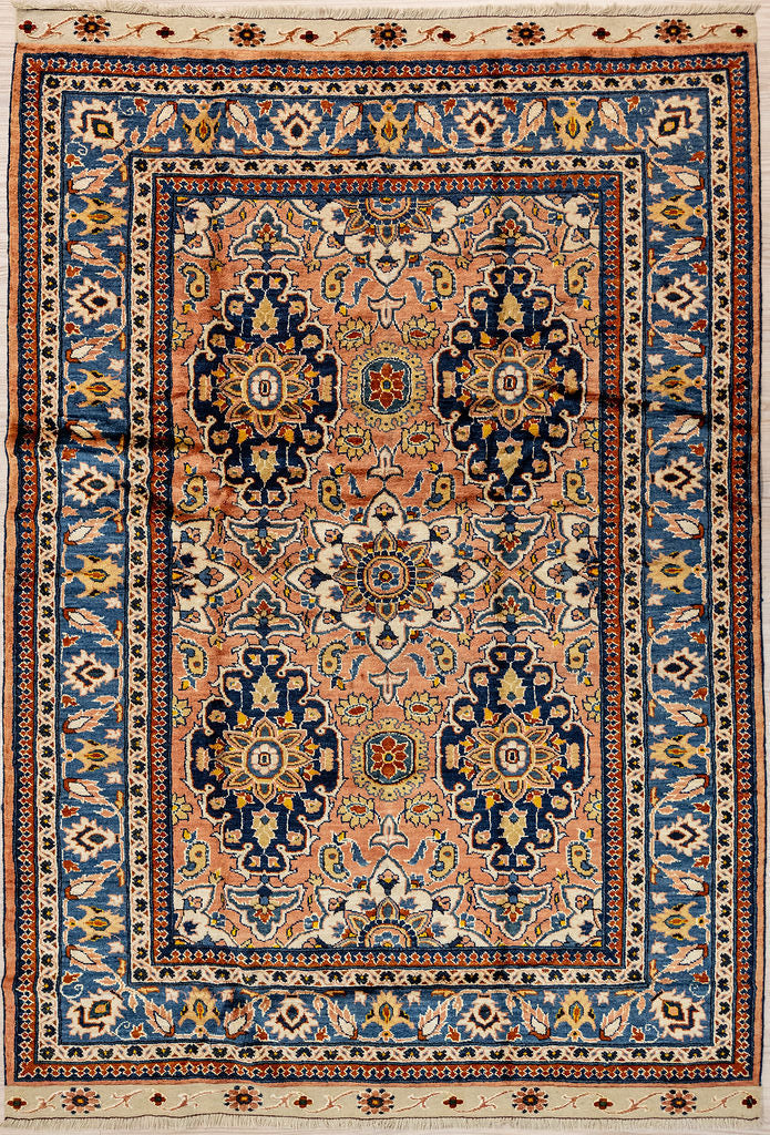 Light Salmon Persian Herati Wool Rug 220cm x 153cm