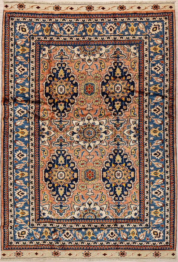 Light Salmon Persian Herati Wool Rug 220cm x 153cm
