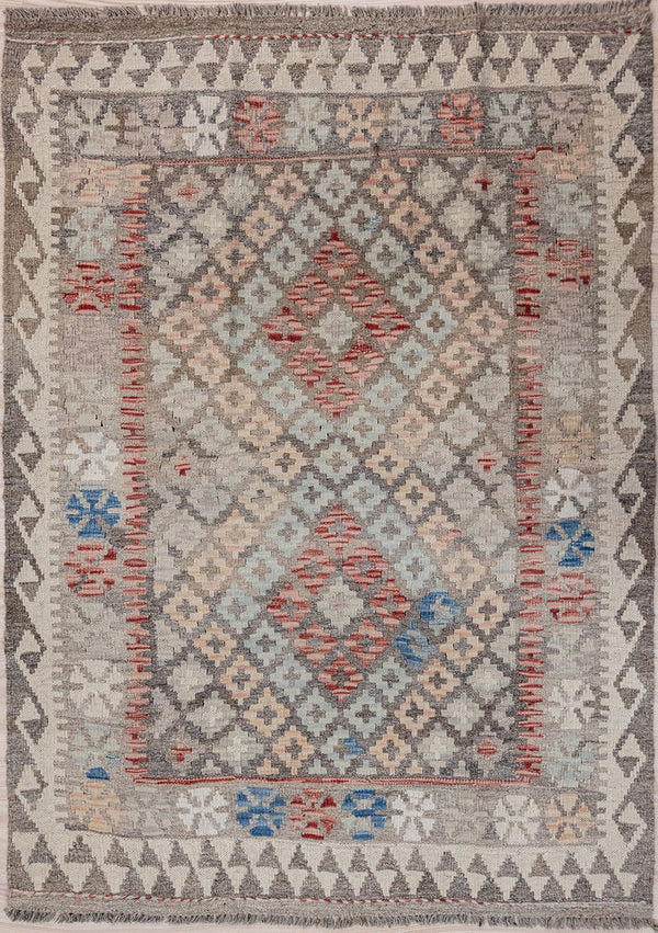 Muted Afghan Boho Wool Kilim 158cm x 114cm