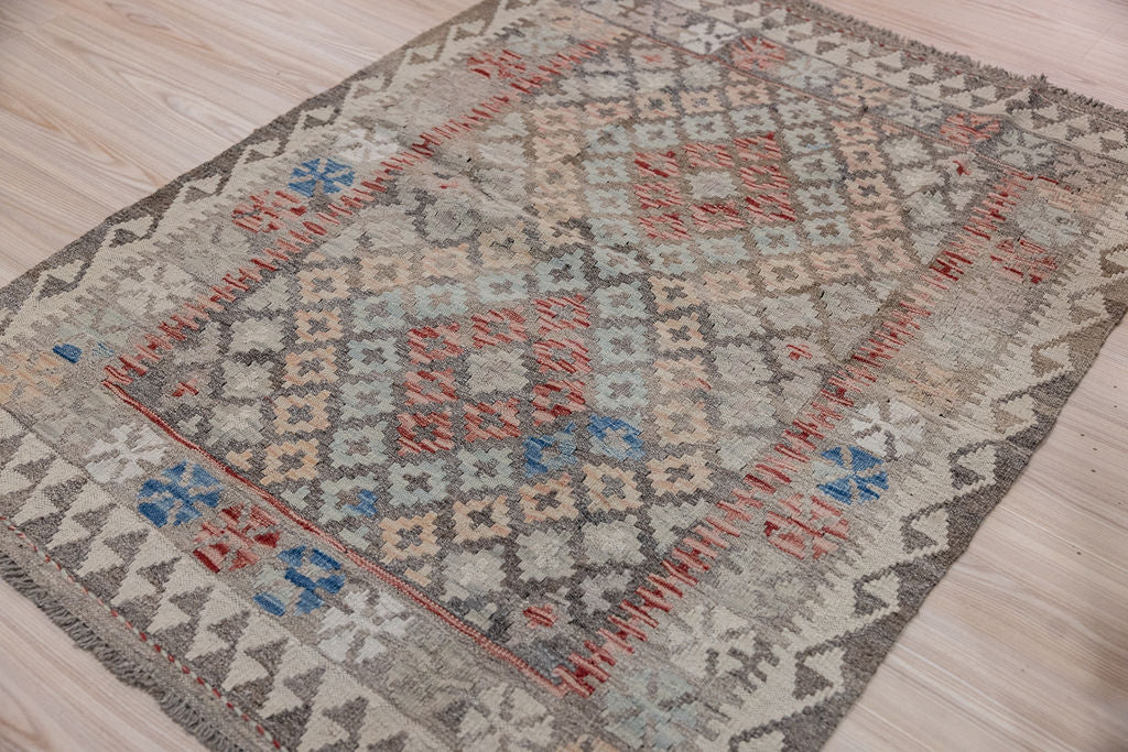 Muted Afghan Boho Wool Kilim 158cm x 114cm