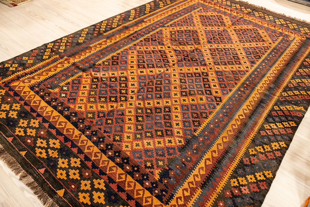 Vintage c.1970'S Persian Wool Kilim 289cm x 190cm