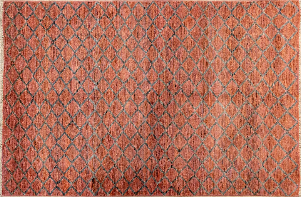 Pink Afghan Modern Chobi Wool Rug 170cm x 112cm