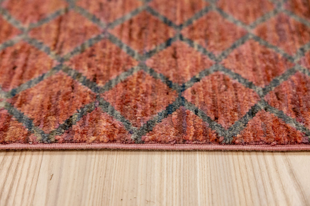 Pink Afghan Modern Chobi Wool Rug 170cm x 112cm