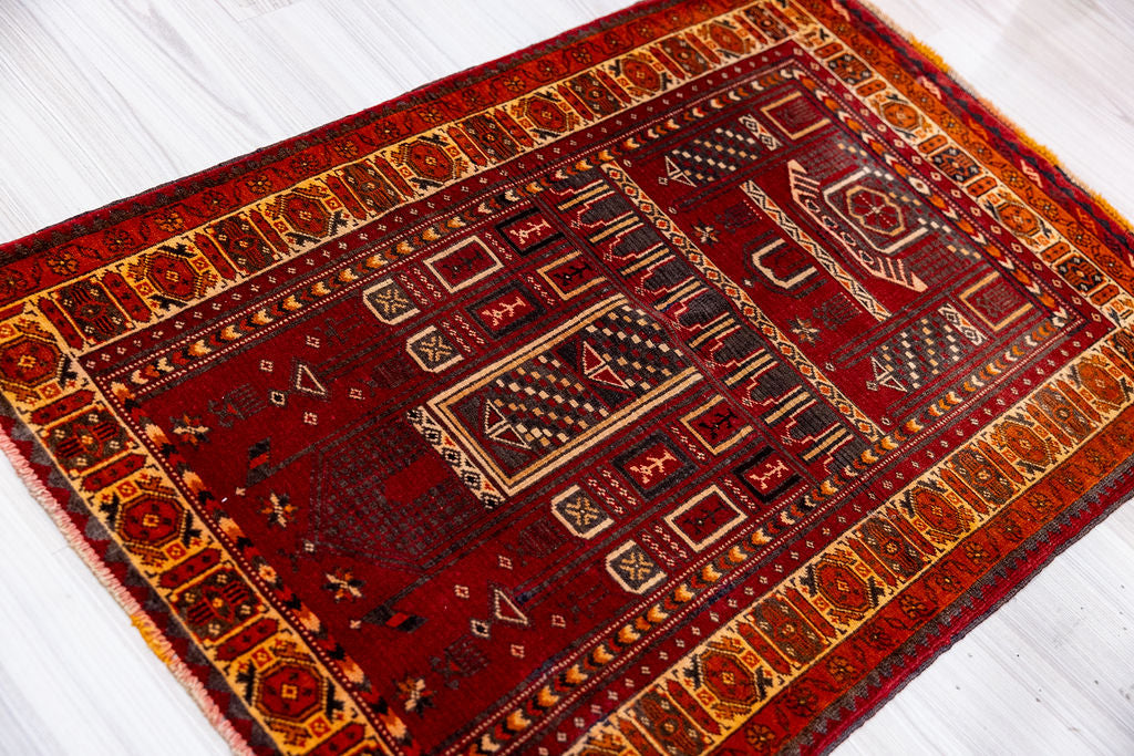 Semi-Antique Persian Baluchi Wool Rug 118cm x 74cm