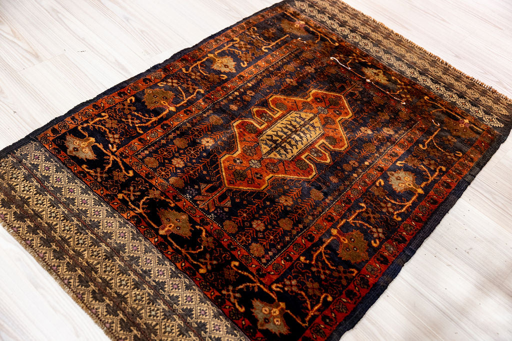 Vintage c.1970's Persian Baluchi Wool Rug 140cm x 90cm