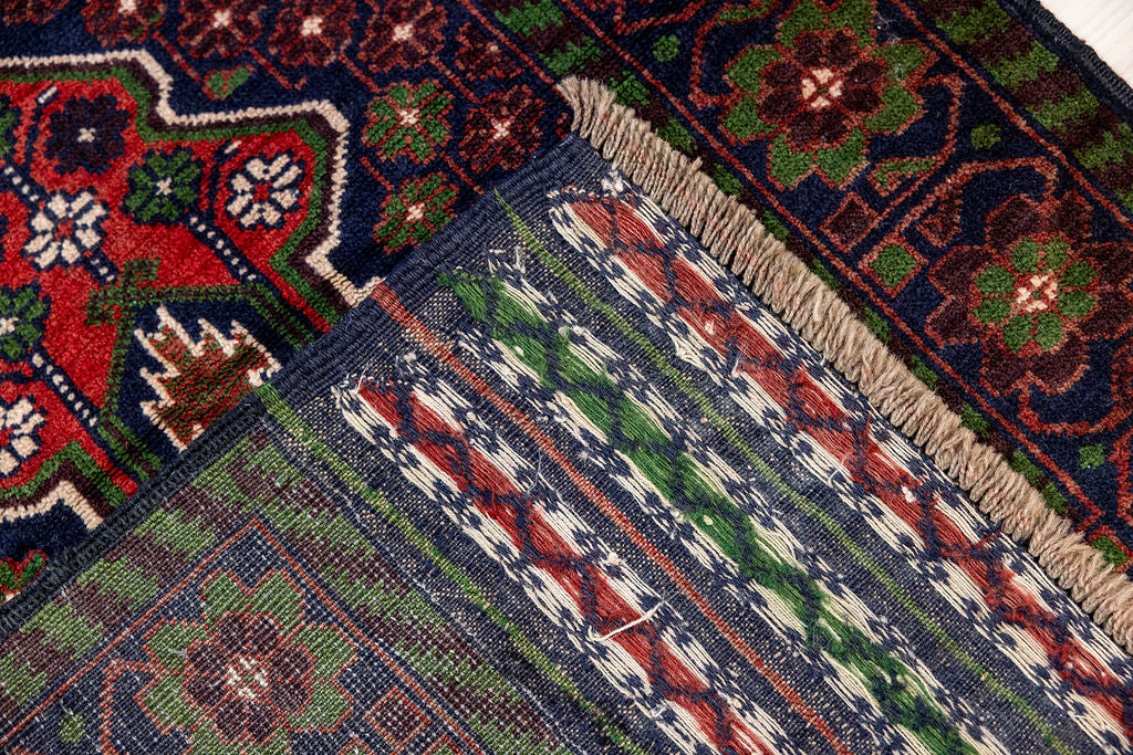 Green Persian Baluchi Wool Rug 145cm x 85cm