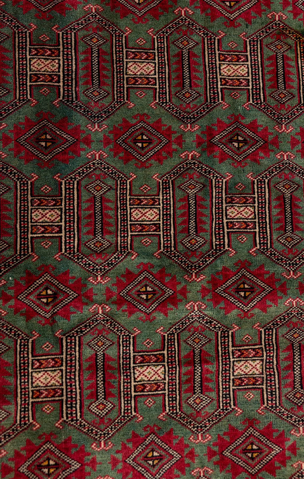 Green Rare Persian Turkoman Wool Rug 173cm x 130cm