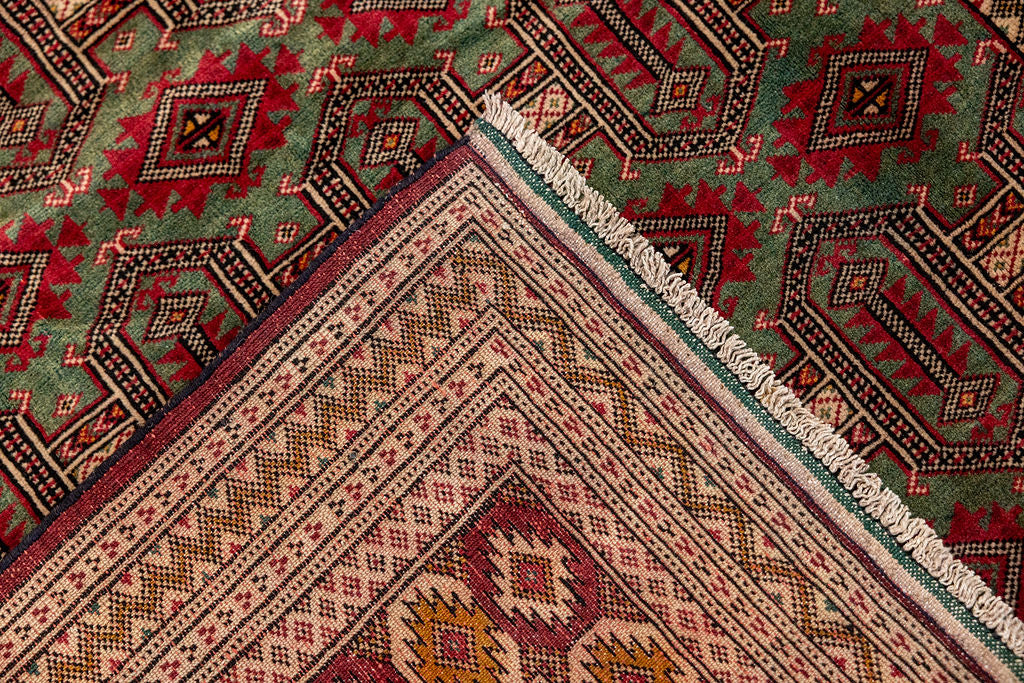 Green Rare Persian Turkoman Wool Rug 173cm x 130cm