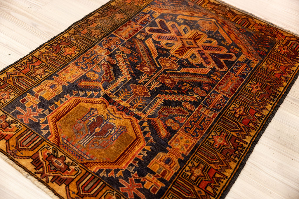 Vintage c.1980's Persian Baluchi Wool Rug 135cm x 95cm