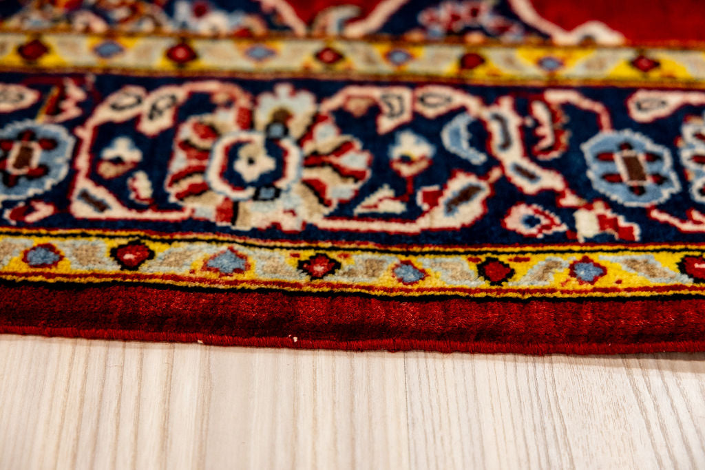 Red Persian Kashan Wool Rug 139cm x 111cm