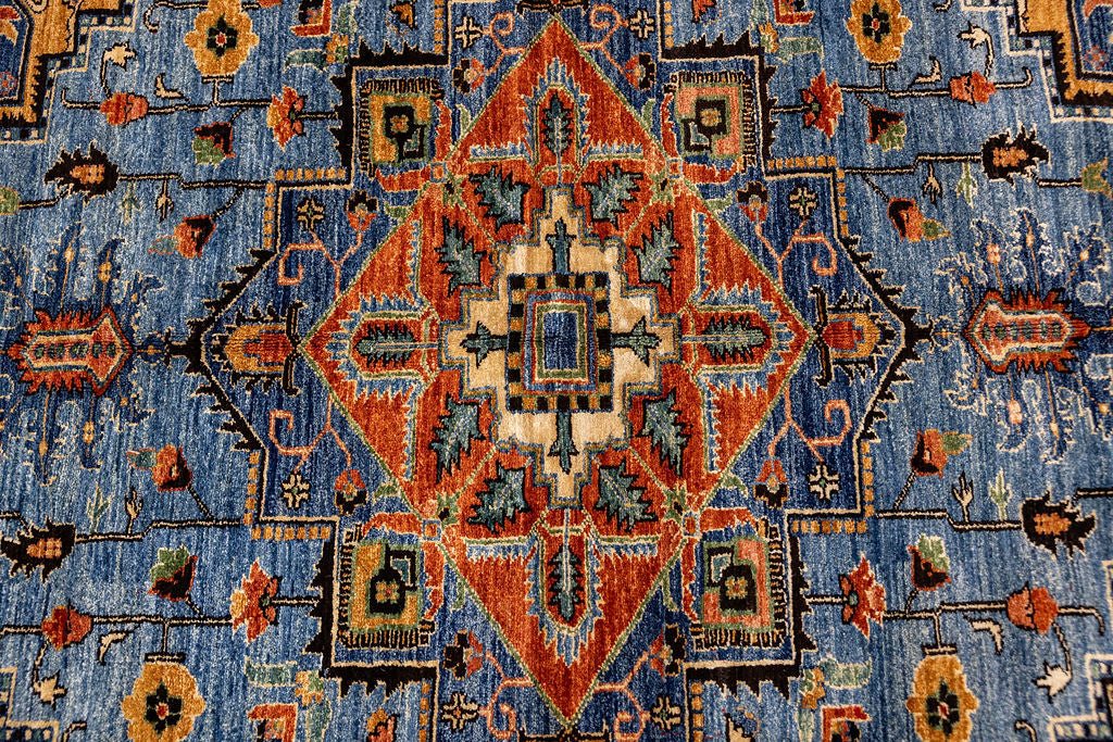 Blue Afghan Chobi Wool Rug 203cm x 152cm