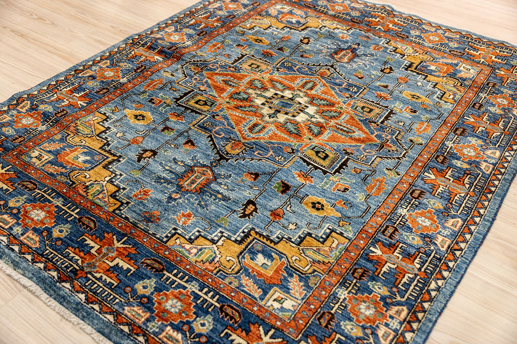 Blue Afghan Chobi Wool Rug 203cm x 152cm