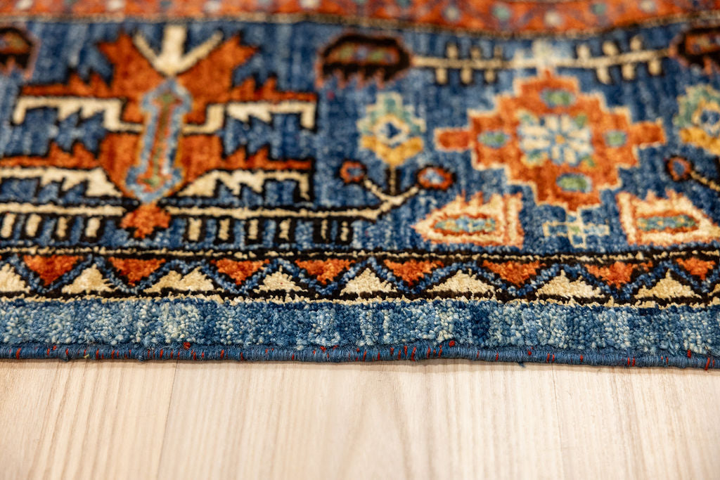 Blue Afghan Chobi Wool Rug 203cm x 152cm