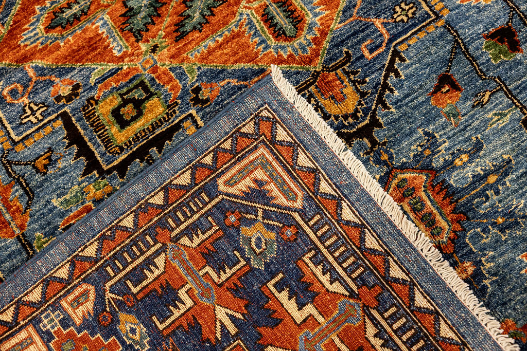 Blue Afghan Chobi Wool Rug 203cm x 152cm