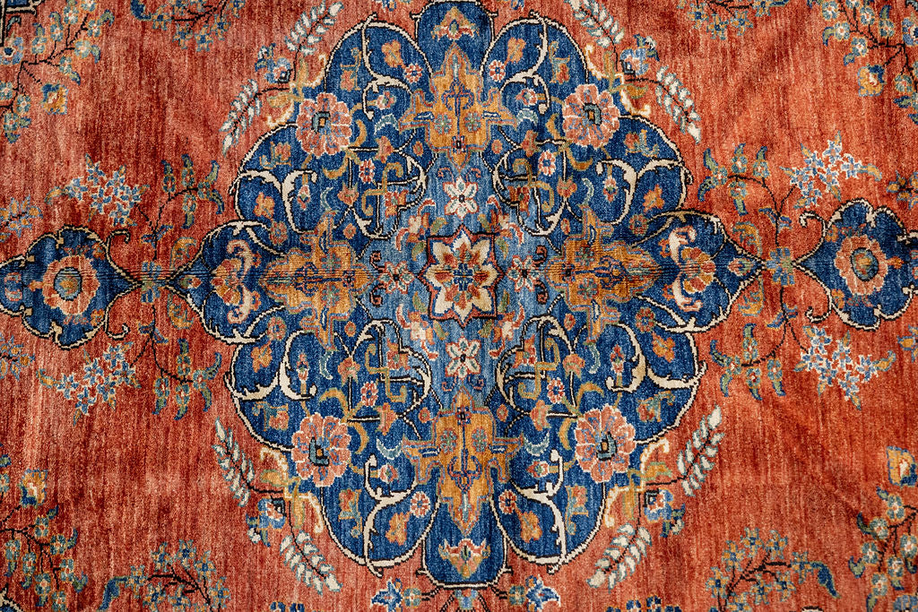 Red Orange Afghan Chobi Wool Rug 206cm x 152cm
