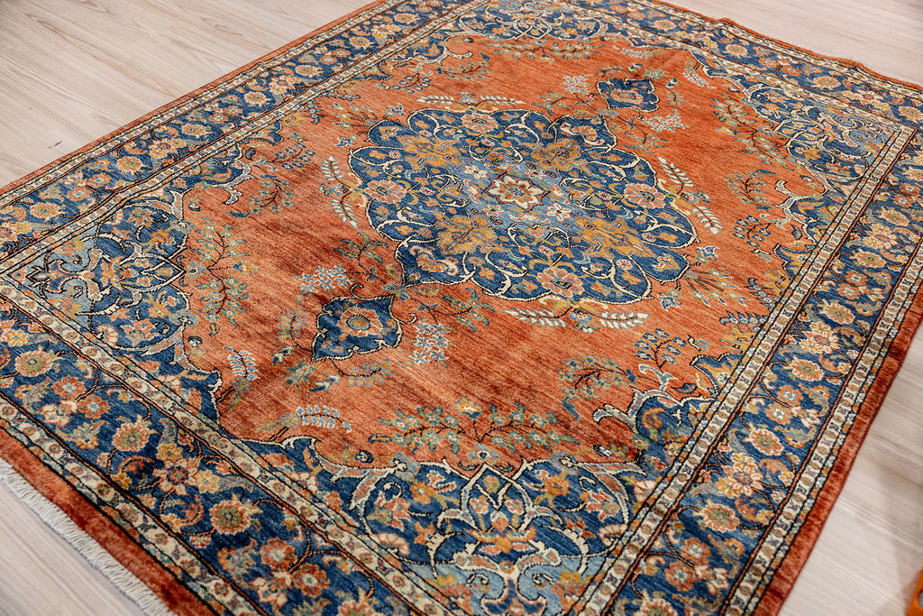 Red Orange Afghan Chobi Wool Rug 206cm x 152cm