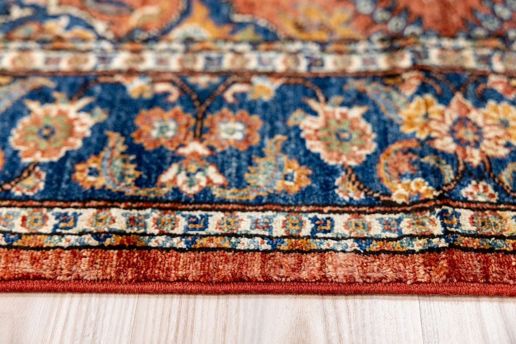 Red Orange Afghan Chobi Wool Rug 206cm x 152cm