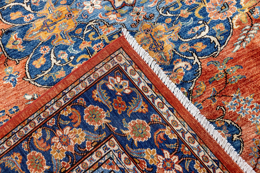 Red Orange Afghan Chobi Wool Rug 206cm x 152cm