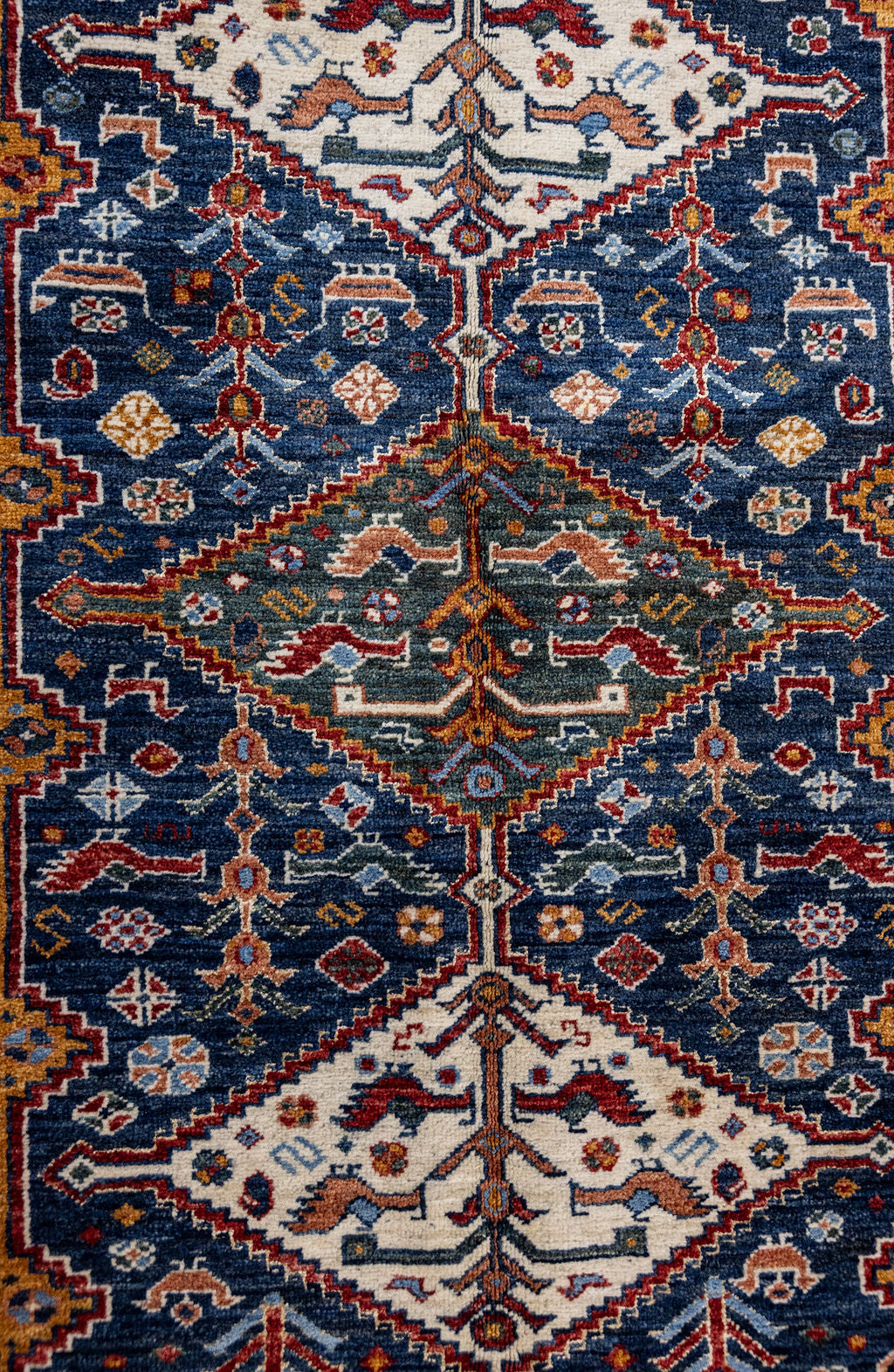 Blue Afghan Chobi Wool Rug 176cm x 121cm