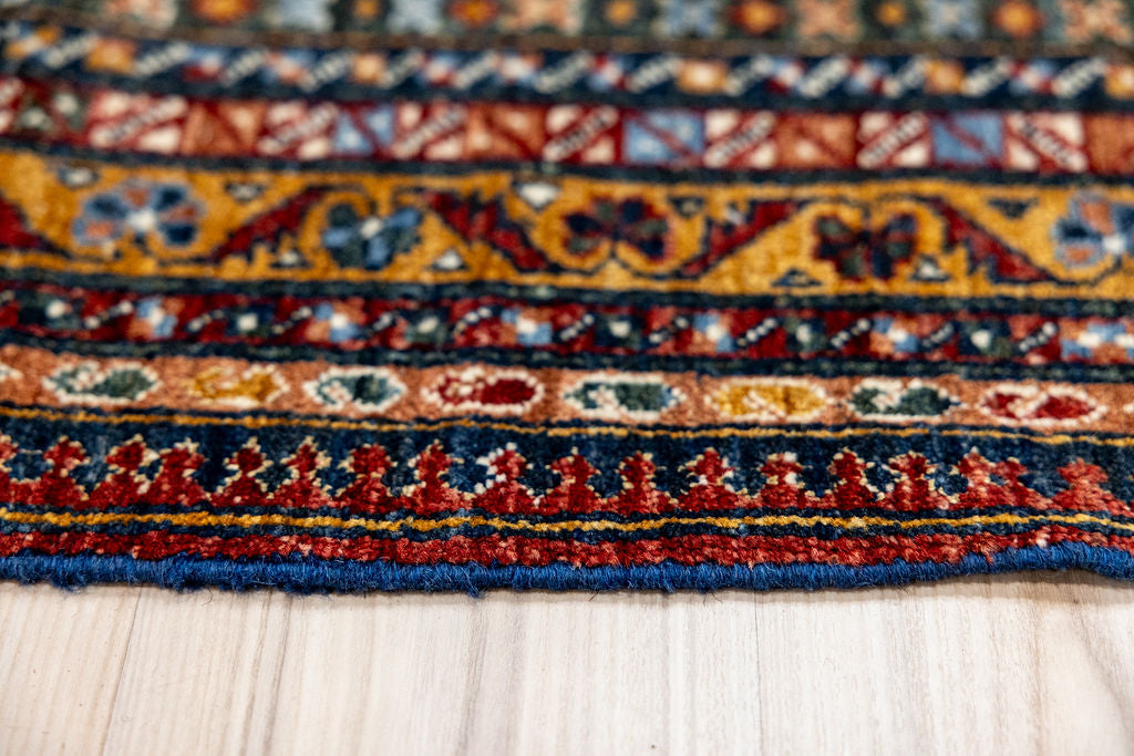 Blue Afghan Chobi Wool Rug 176cm x 121cm