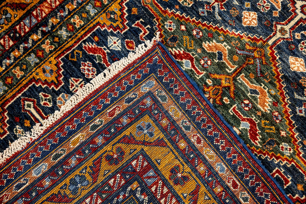 Blue Afghan Chobi Wool Rug 176cm x 121cm