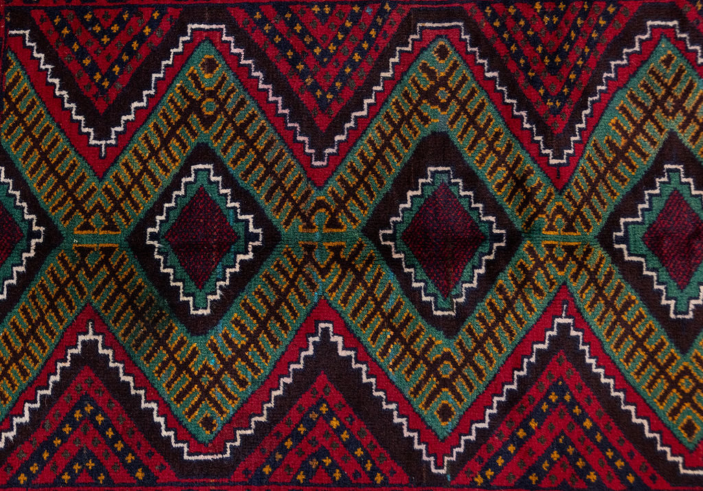Green Persian Baluchi Wool Rug 162cm x 112cm