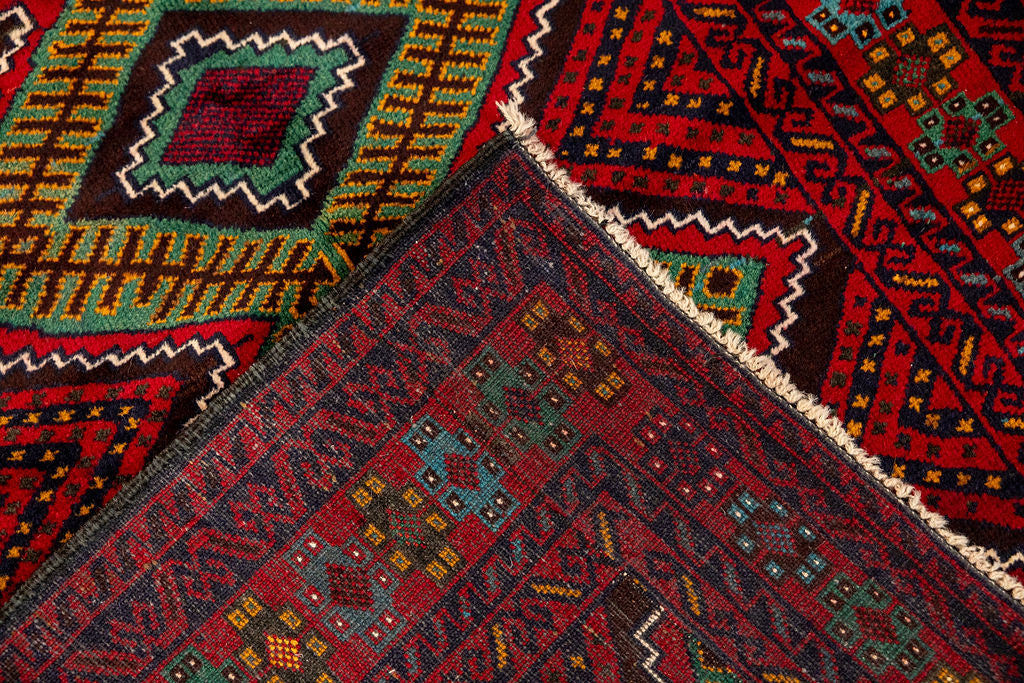 Green Persian Baluchi Wool Rug 162cm x 112cm