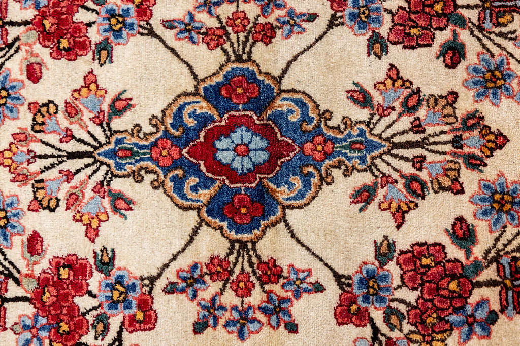 Cream Persian Kerman Wool Rug 146cm x 91cm