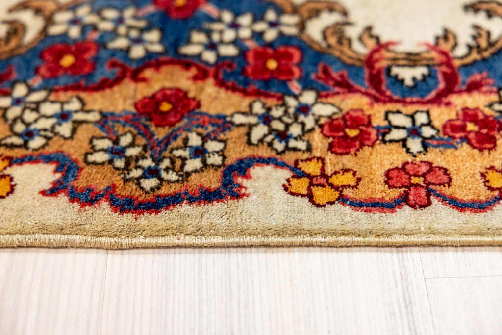 Cream Persian Kerman Wool Rug 146cm x 91cm