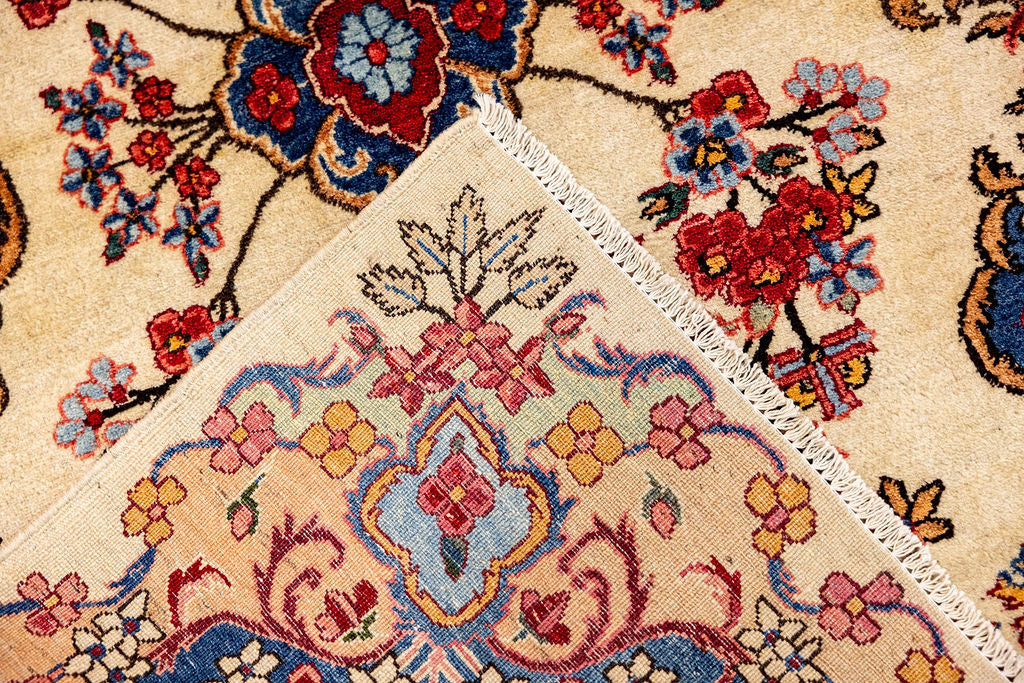 Cream Persian Kerman Wool Rug 146cm x 91cm