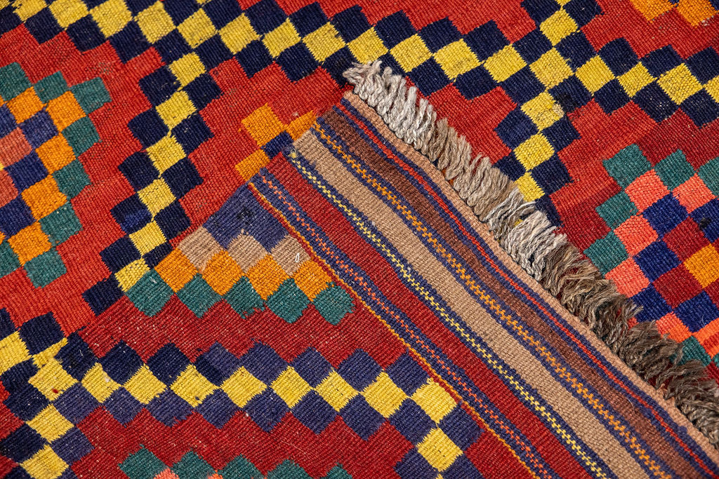 Red XL Persian Kilim Wool Runner 493cm x 80cm
