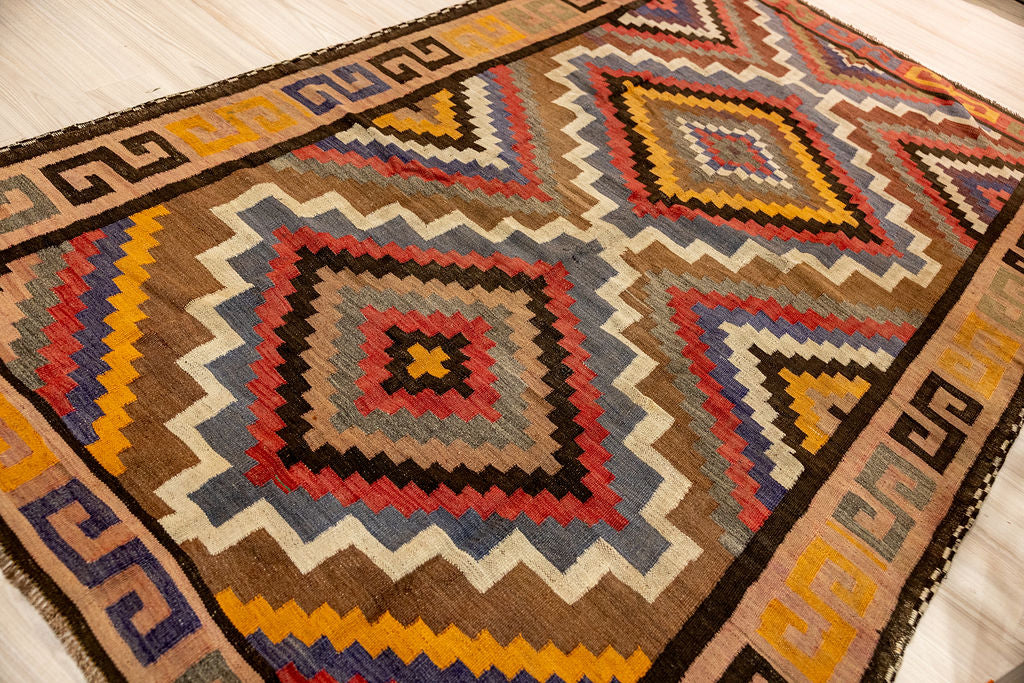 Muted c.1960's Vintage Persian Wool Kilim 265cm x 160cm