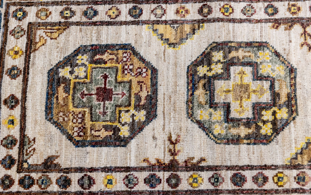 Cream Afghan Chobi Wool Runner 280cm x 82cm