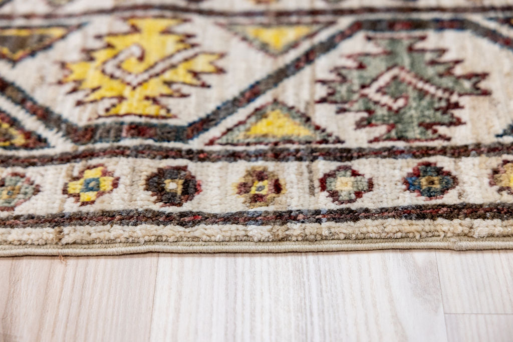 Cream Afghan Chobi Wool Runner 280cm x 82cm