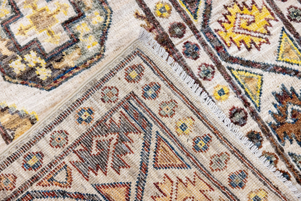 Cream Afghan Chobi Wool Runner 280cm x 82cm