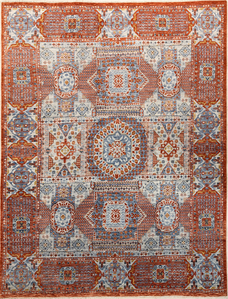 Burnt Orange Afghan Mamluk Chobi Wool Rug 306cm x 244cm