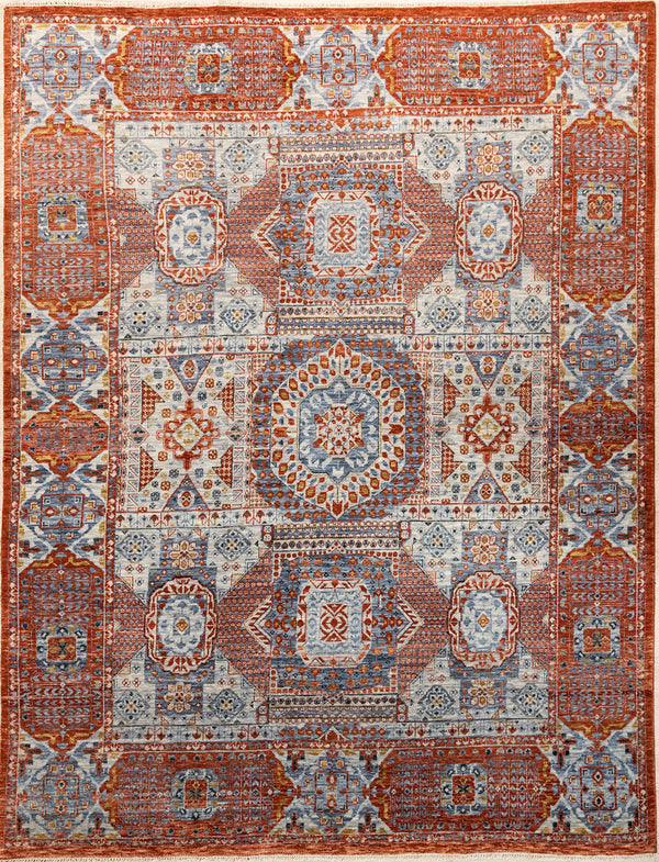 Burnt Orange Afghan Mamluk Chobi Wool Rug 306cm x 244cm