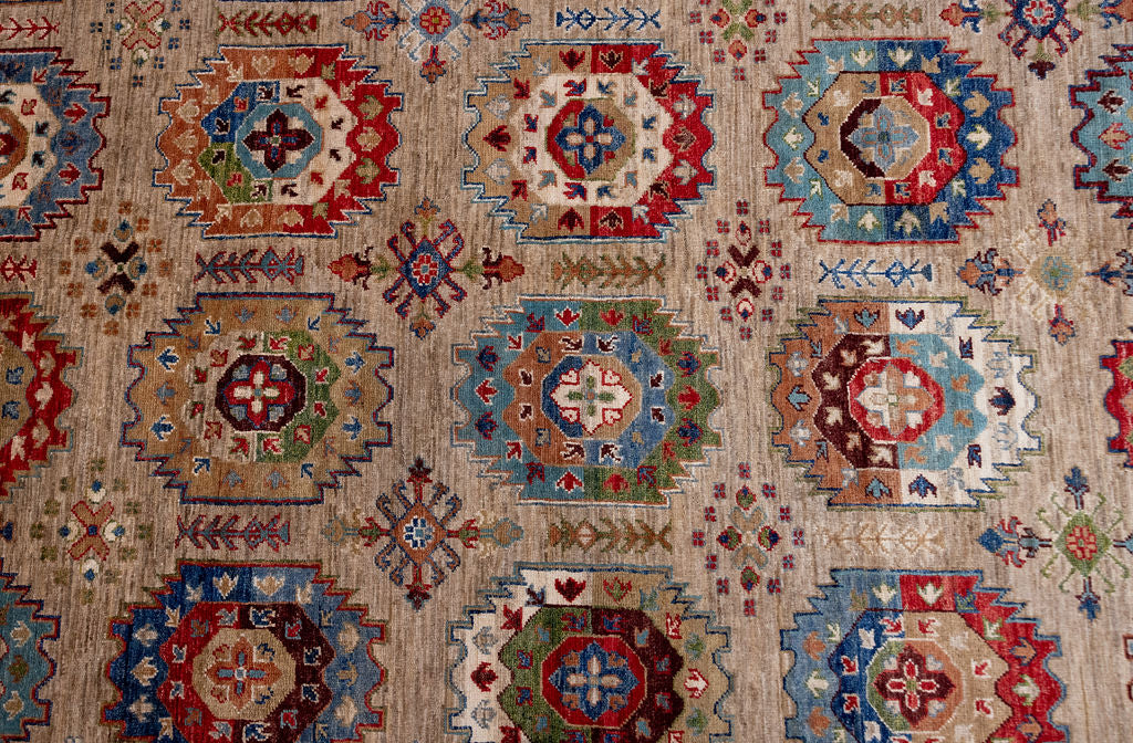 Fawn Afghan Suzani Chobi Wool Rug 360cm x 279cm
