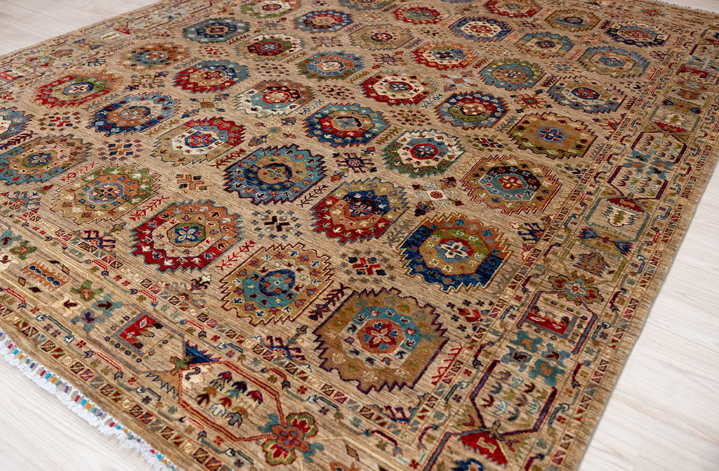 Fawn Afghan Suzani Chobi Wool Rug 360cm x 279cm