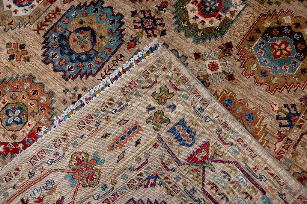 Fawn Afghan Suzani Chobi Wool Rug 360cm x 279cm