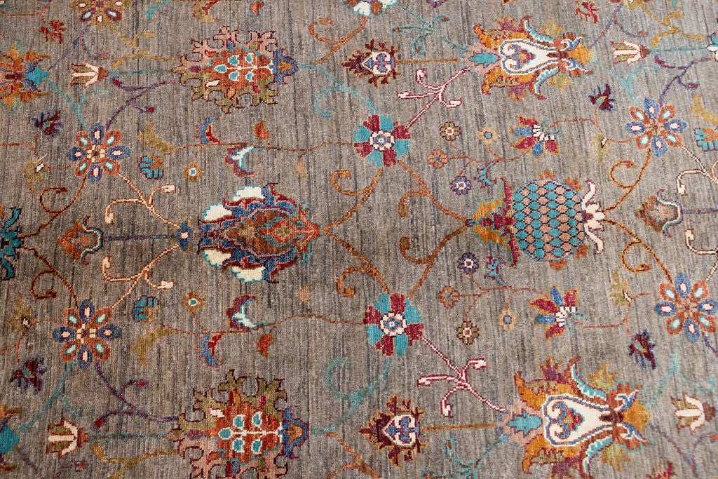 Taupe Afghan Sultani Chobi Wool Rug 296cm x 234cm